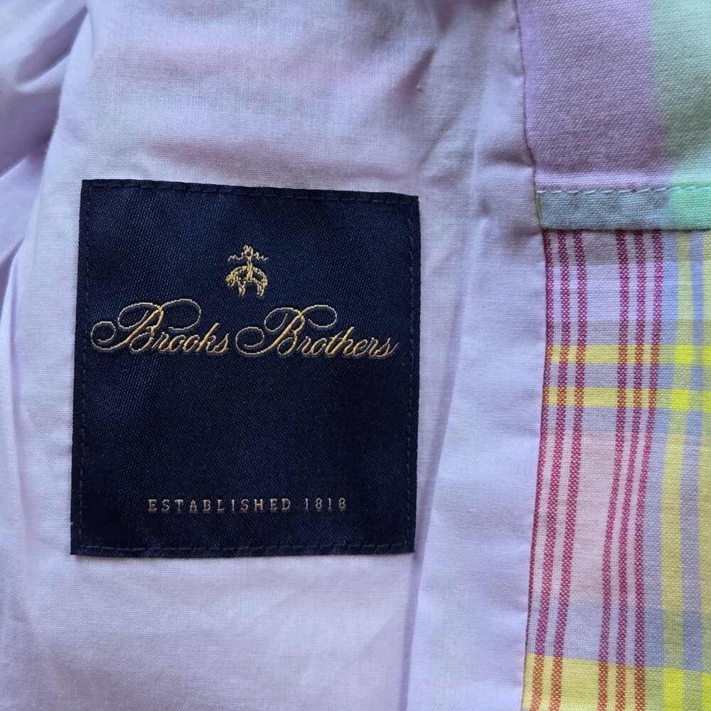 NWT Brooks Brothers Cotton Madras Jacket Blazer Pastel - Picture 8 of 12
